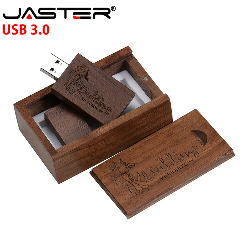 JASTER promotion USB 3.0 External Storage (free custom logo) creative wooden usb+box thumb drive 4GB/8GB/16GB/32GB/64GB