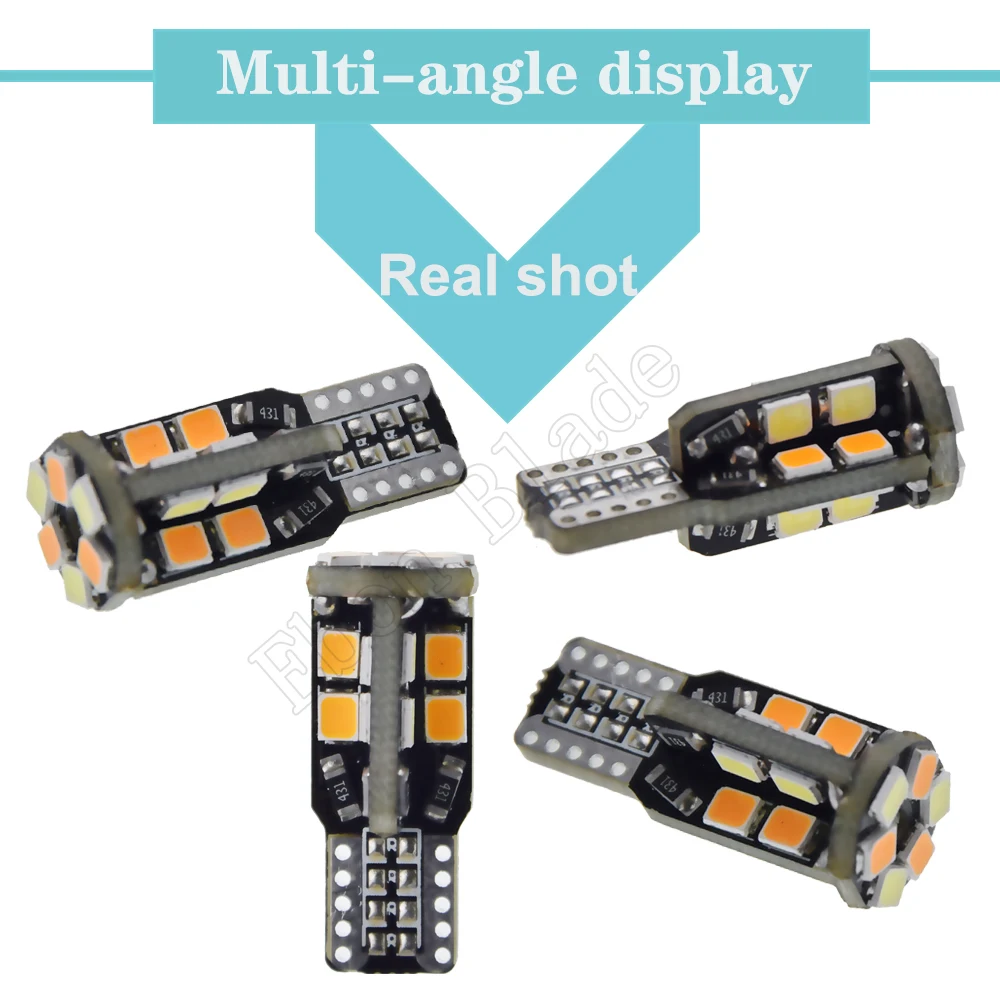 2 x T10 W5W LED Car Light Dual Color White Amber/White Ice Blue 194 3030 SMD Auto Interior Dome Map Side Wedge Marker Bulb Lamp