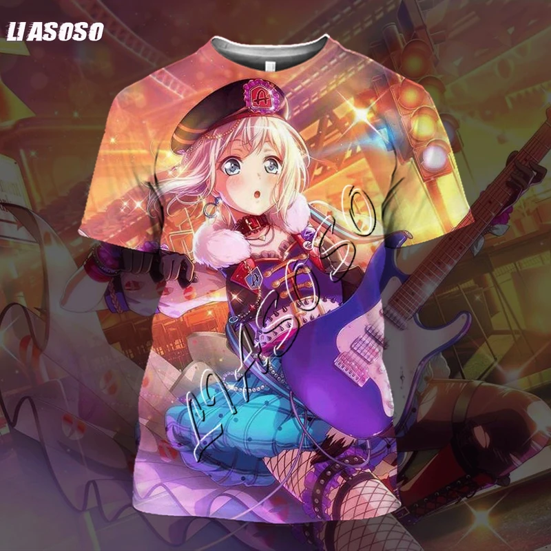 New T-shirt 3D Print Anime Bang Dream Cute Girl Men\'s T Shirt Casual Harajuku Singer Short Sleeve Fashion Mens Tees Tops Shirt