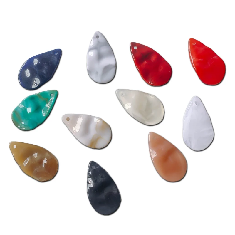 Acrylic Plastic Waterdrop Retro Wave Pendant Earring Accessories Eardrop Necklace Charms Jewelry Finding Diy Material 40pcs