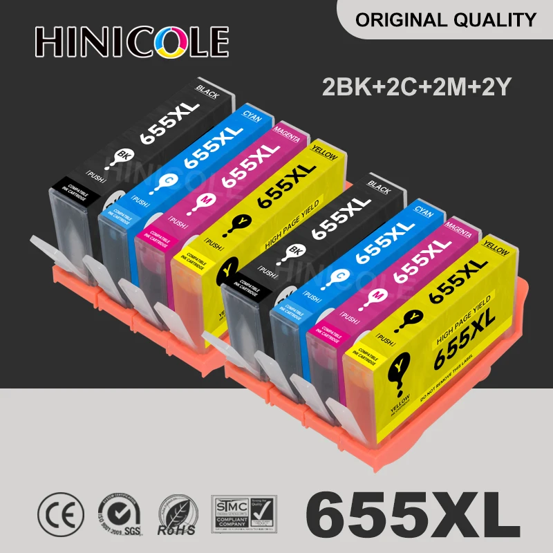 HINICOLE Compatible 655 Ink Cartridge Replacement for HP 655 For HP655 Deskjet 3525 5525 4615 4625 4525 6520 6525 6625 Printer