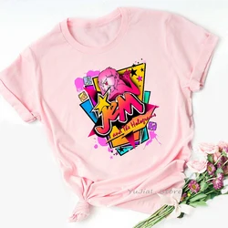 T Shirt Women Clothes 2024 Funny Jem And The Hologram Pink T-Shirt Female Harajuku Shirt Summer Tops Tee Shirt Femme