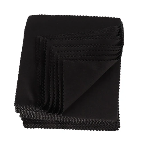 Paño de limpieza de micofibra para gafas, paño de algodón colorido para gafas, 130x130mm, 100 unids/lote, color negro