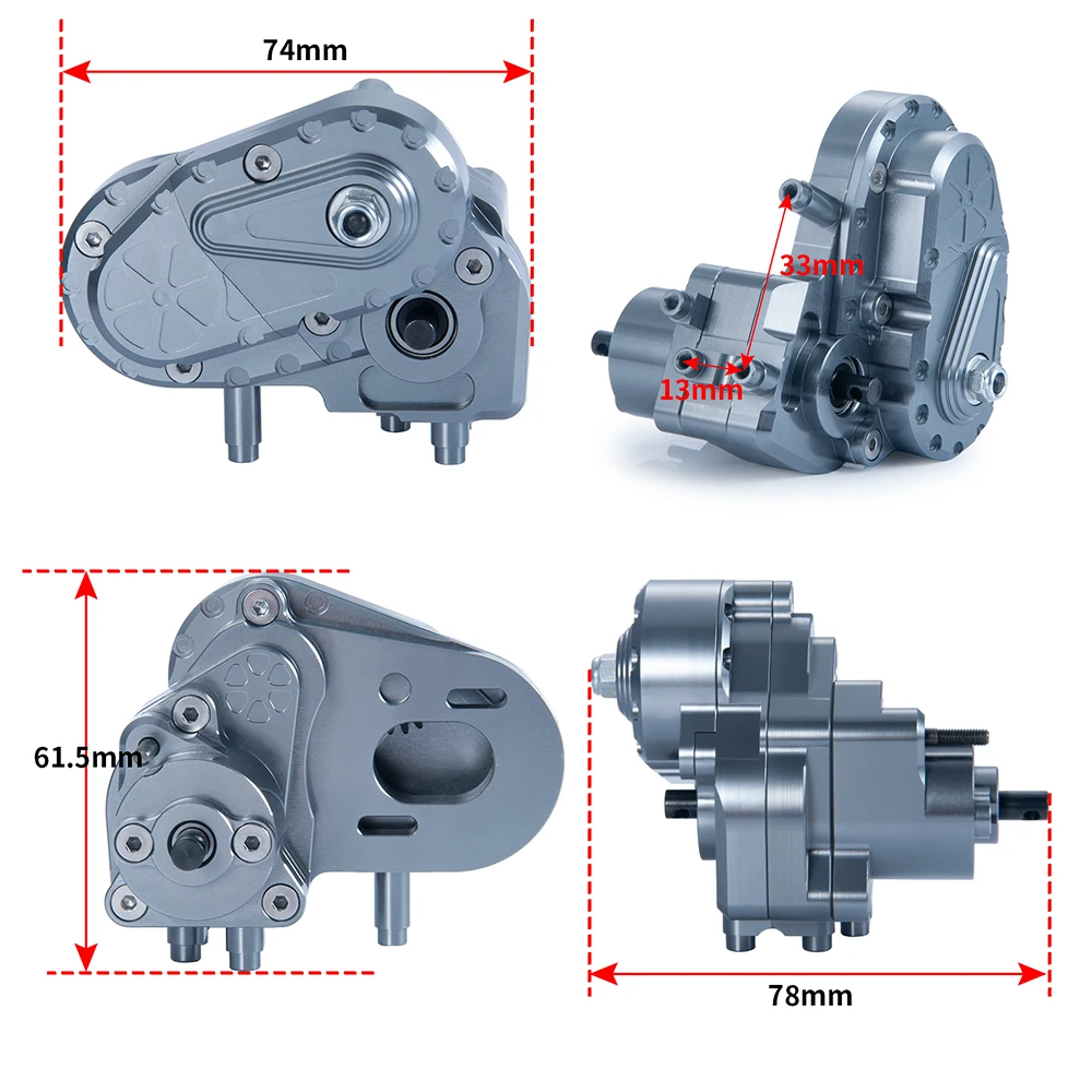 AXSPEED RC Car Dig Transmission Box Metal Complete Gearbox Dig Gear for 1/10 RC Crawler Axial SCX10 II AXI03004 Capra Parts