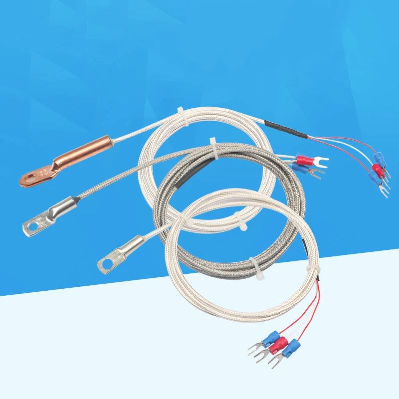 5pcs Round hole patch type thermal resistance couple Pt100 temperature sensor surface end gasket cold pressure nose probe PT1000