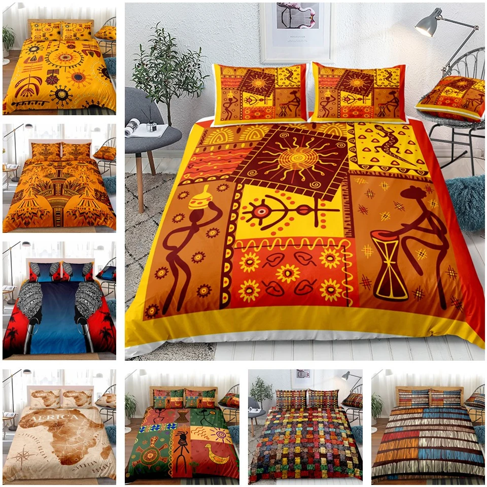 African Print Bedding Sets Bed Sets Duvet Cover Set Pillow Covers Luxury Bohemia Decoration Textile Bohemian Style NO Bed Sheet