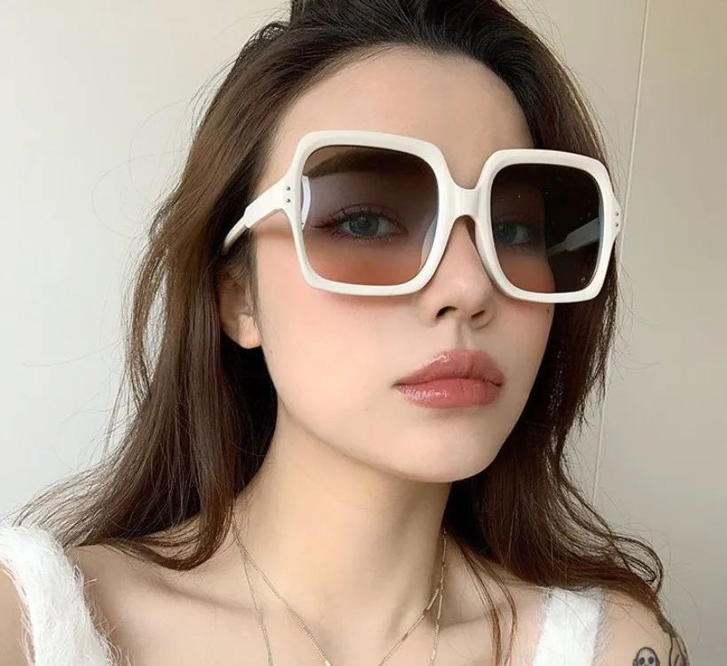 Vintage Oversize Square Sunglasses Women Luxury Brand Big Frame Women Sun Glasses Black Fashion Gradient Female Glasses Oculos