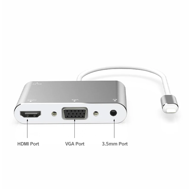 Hdtv otg cabo para iphone a hdmi vga 3.5mm adaptador de áudio adaptador de vídeo para iphone estende hub para iphone/ipad ar/min