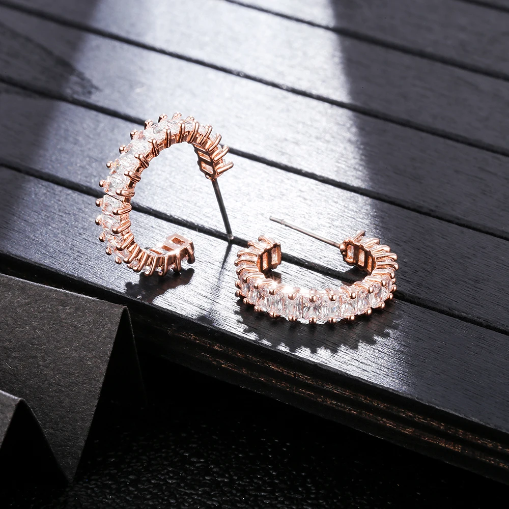 

Luxury CZ Earrings For Women Elegant Fashion Korean Earrings Gold Silver Color Elegant Party Jewelry Gifts 2021