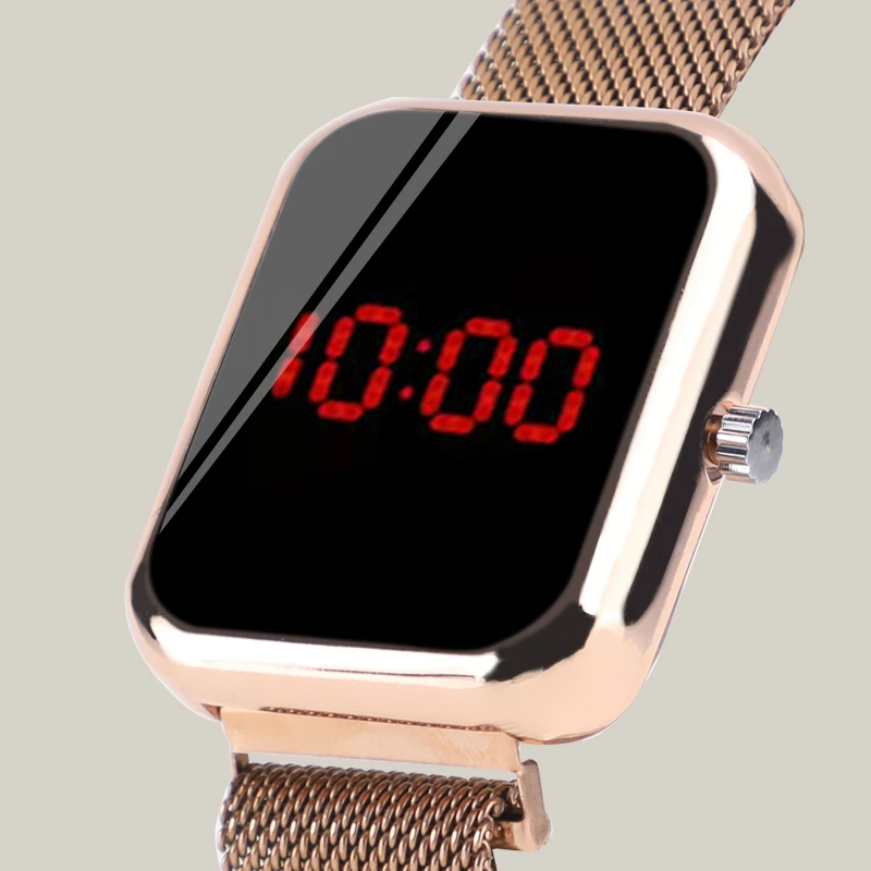 

2020 Women Watches Fashion LED Watch Stainless Steel Watch Big Dial Digital Watches Men Wristwatch Electronic Clock For Women