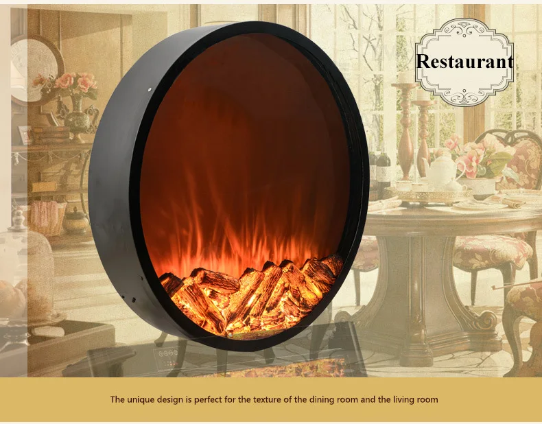Camino elettrico a parete da 60*18CM camino elettrico rotondo europeo decorazione della casa camino a distanza intelligente