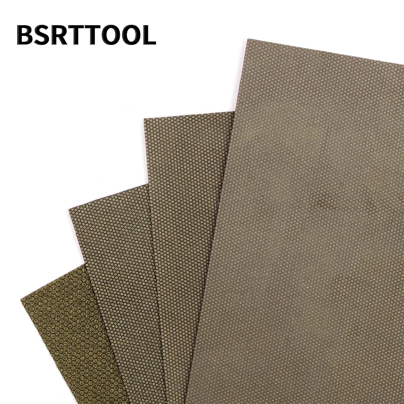 BSRTTOOL 4PCS Diamond Polishing Sheet Electroplated Sandpaper 120*180mm Polishing Pads For Glass Ceramics Concrete Marble