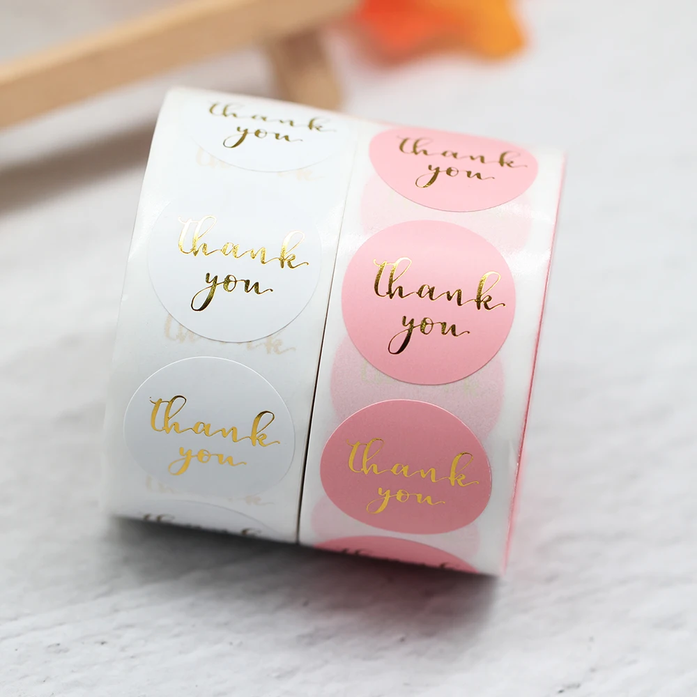 500pcs 1Inch Gold Foil Thank You Lables Stickers Thank You For Your Order Stickers For Weeding Gift Box Envelope Seals Stickers