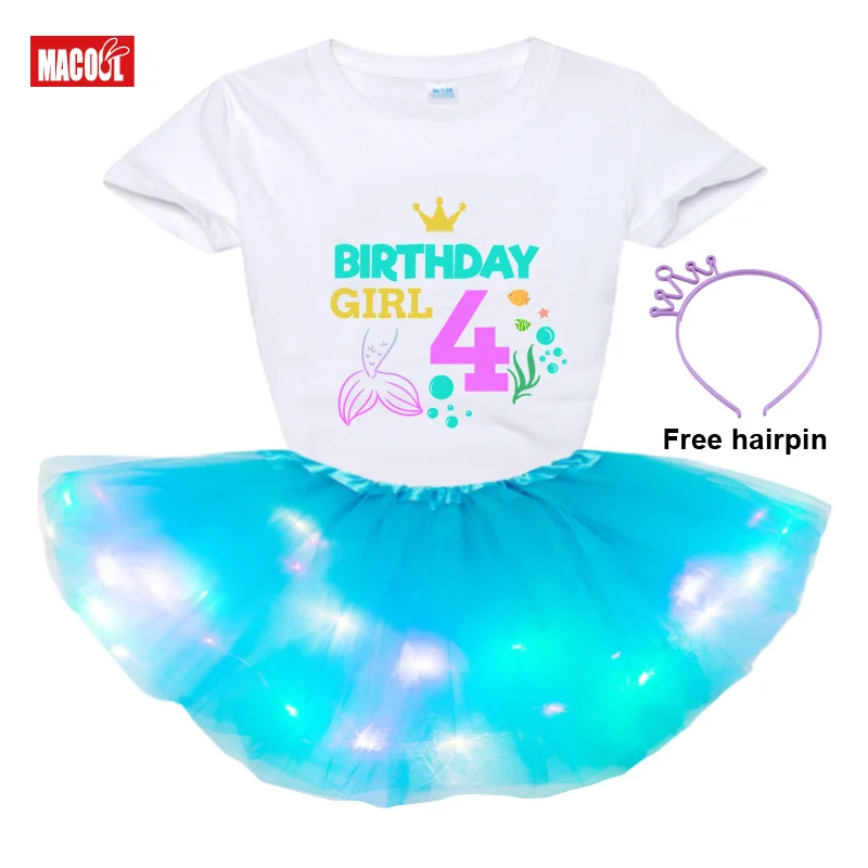 Girl Birthday Tutu Dress Sets Party Gift  5st Personalized Custom Name Number Summer Clothes Children Suit Kids Outfit Clothing