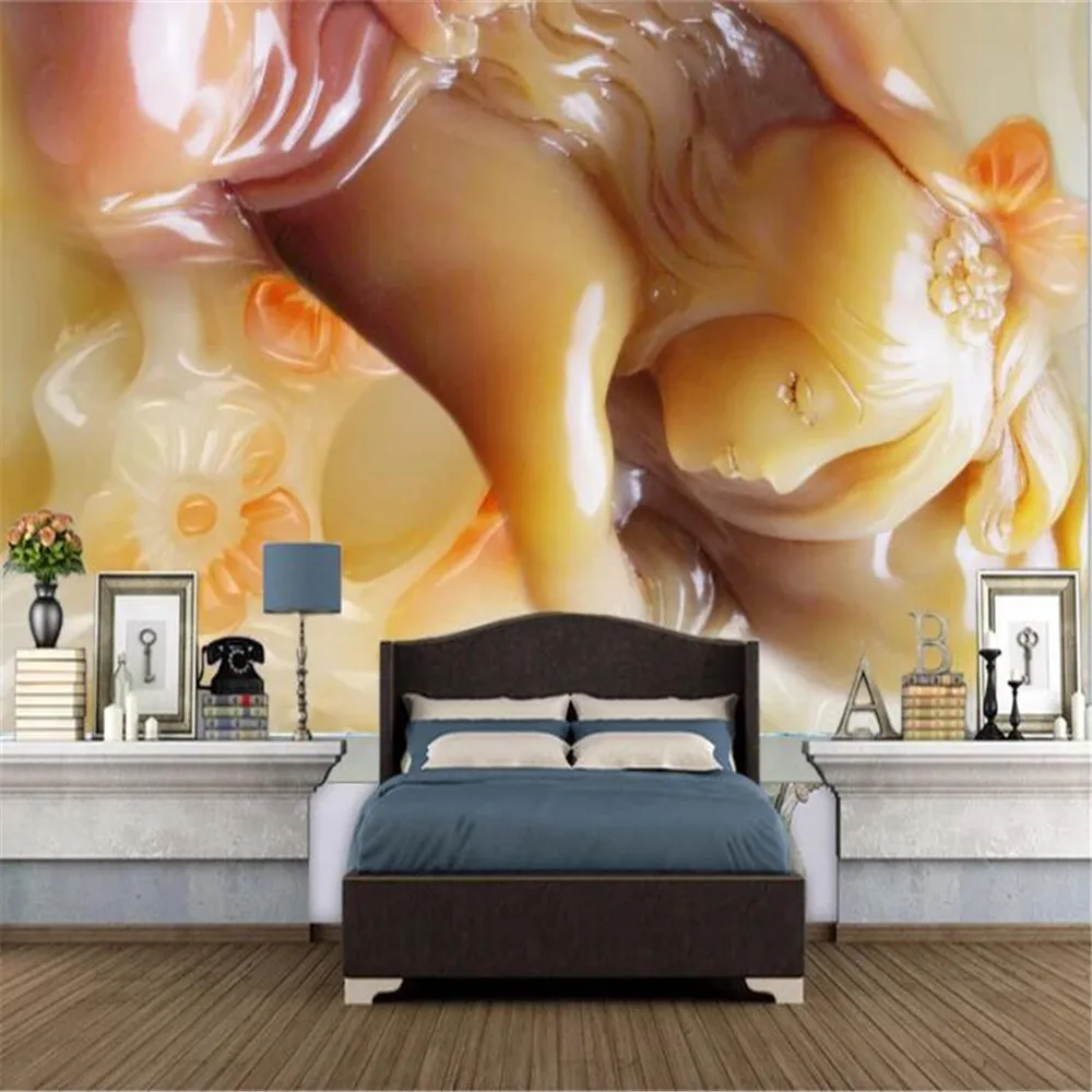 milofi HD Topaz Sexy Beauty Jade Carving TV Background Wall Paper Mural