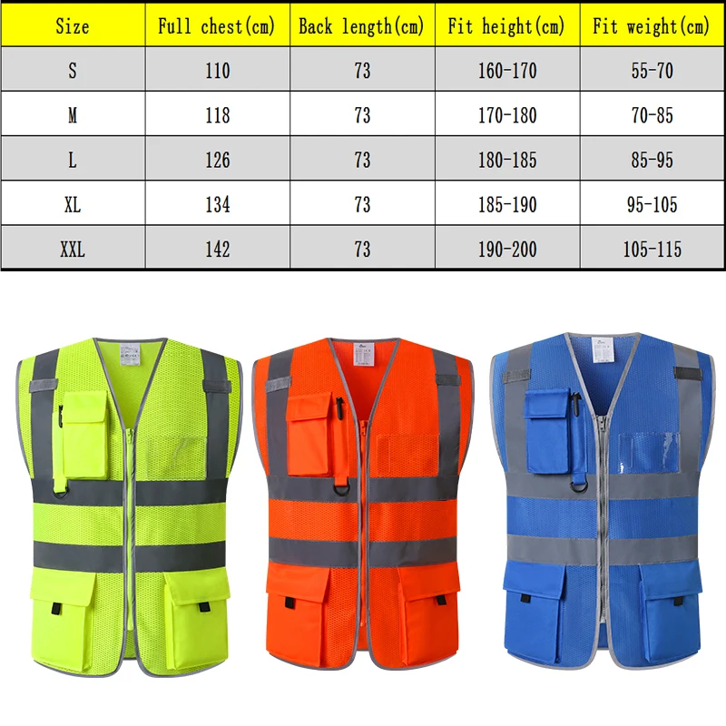 Blue Mesh Safety Vest High Visibility Safety Vest Security Vest With Highlight Reflective Stripes Hi Vis Workwear Waistcoat