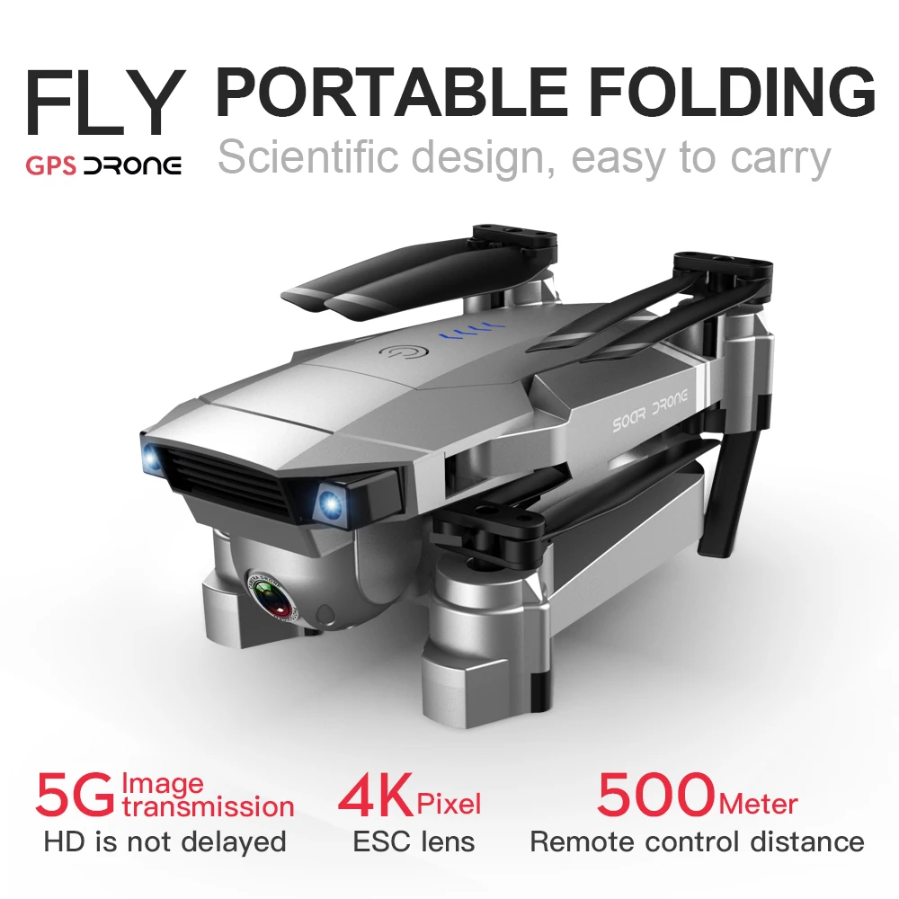 GPS Drone with 4K HD Adjustment Camera Wide Angle 5G WIFI FPV RC Quadcopter Professional Foldable Drones VS MAVIC 2 E520S E58