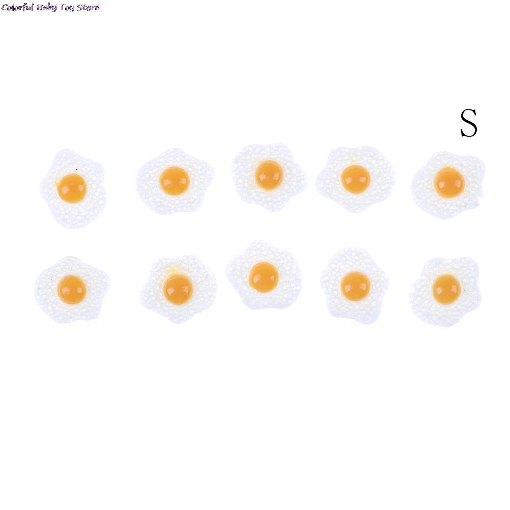 10PCS S L Diy Resin Fried Egg 1:12 White Egg Flatback Cabochons Dollhouse Miniature Food DIY Scrapbooking