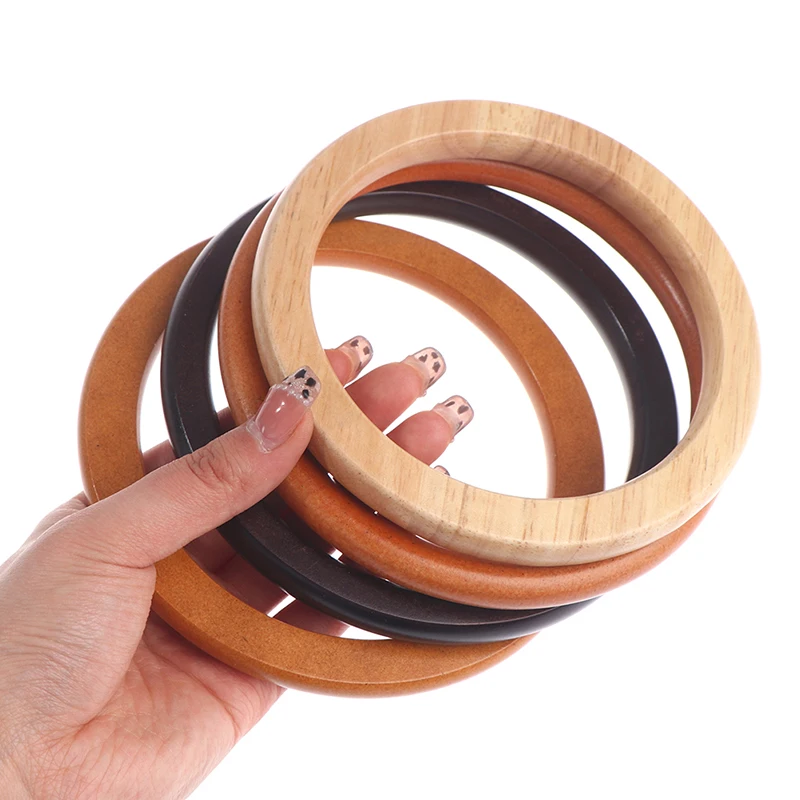 1 Pcs Round shaped Wooden Handle Replacement DIY Purse Handbag Bag Handles Ring Portable Bag Strap Tote Bag Accessories