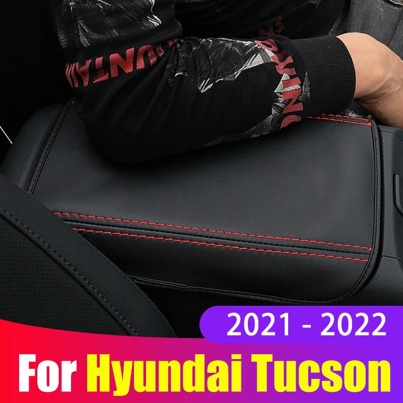 

Car Central Armrest Box Cover For Hyundai Tucson 2021 2022 NX4 Center Console Protection Leather Case Car Styling Accessories