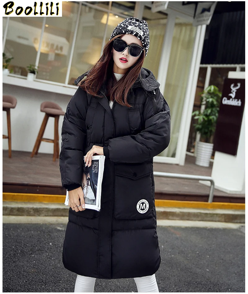 

Coat Boollili Winter Women Parka Jacket Cotton Wadded Warm Hooded Loose Womens Winter Jackets and Coats Plus Size X-Long