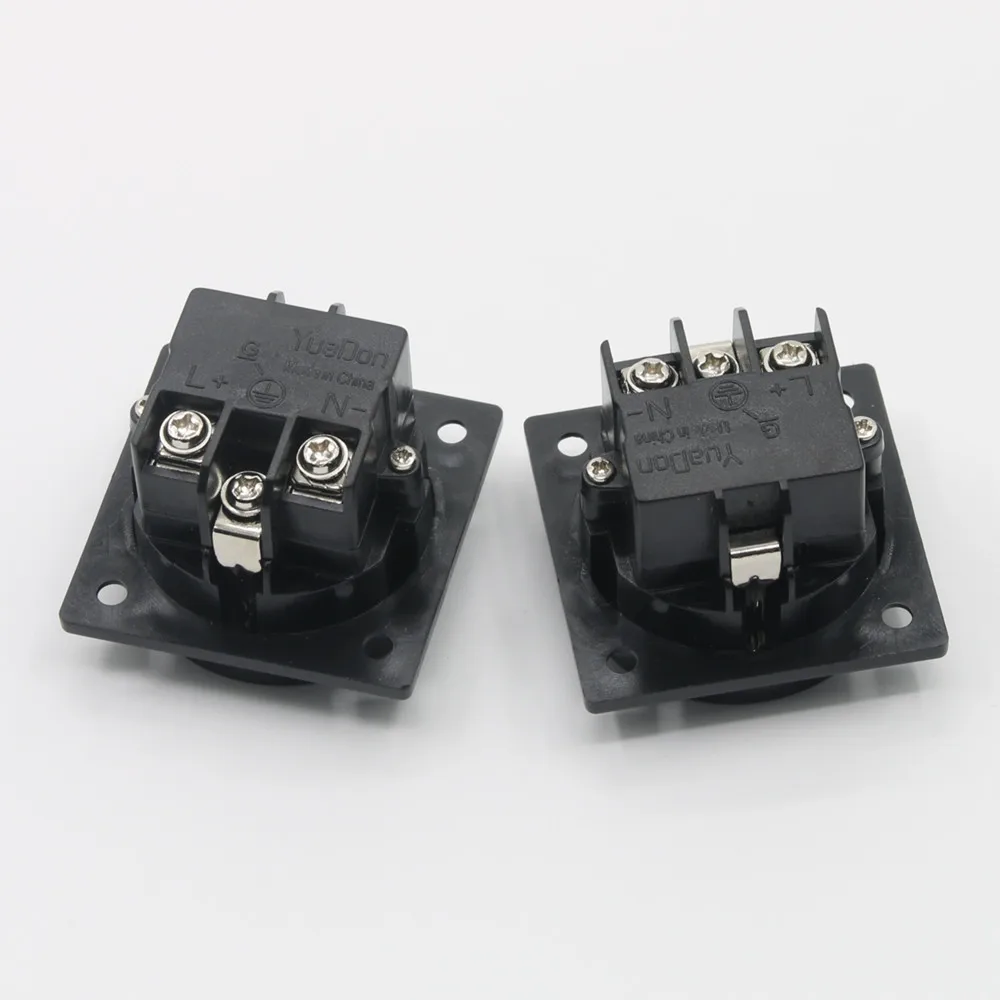 Toma de corriente tipo europeo para chasis, enchufe para tarjeta montada de 50x50MM, AC220-250V, 16A, europeo, Schuko, 2 pines IEC, 1 ud.