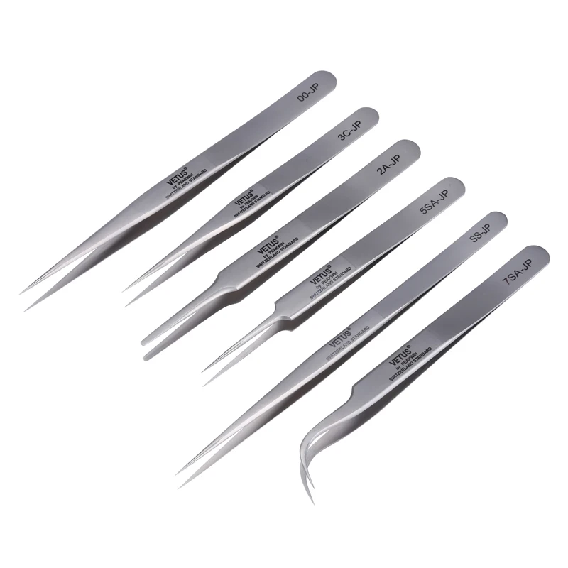 Vetus JP Series Precision Non-magnetic Tweezer Stainless Steel High Hardness 00-JP 7SA-JP Forceps for Mobile Phone Repair Tool