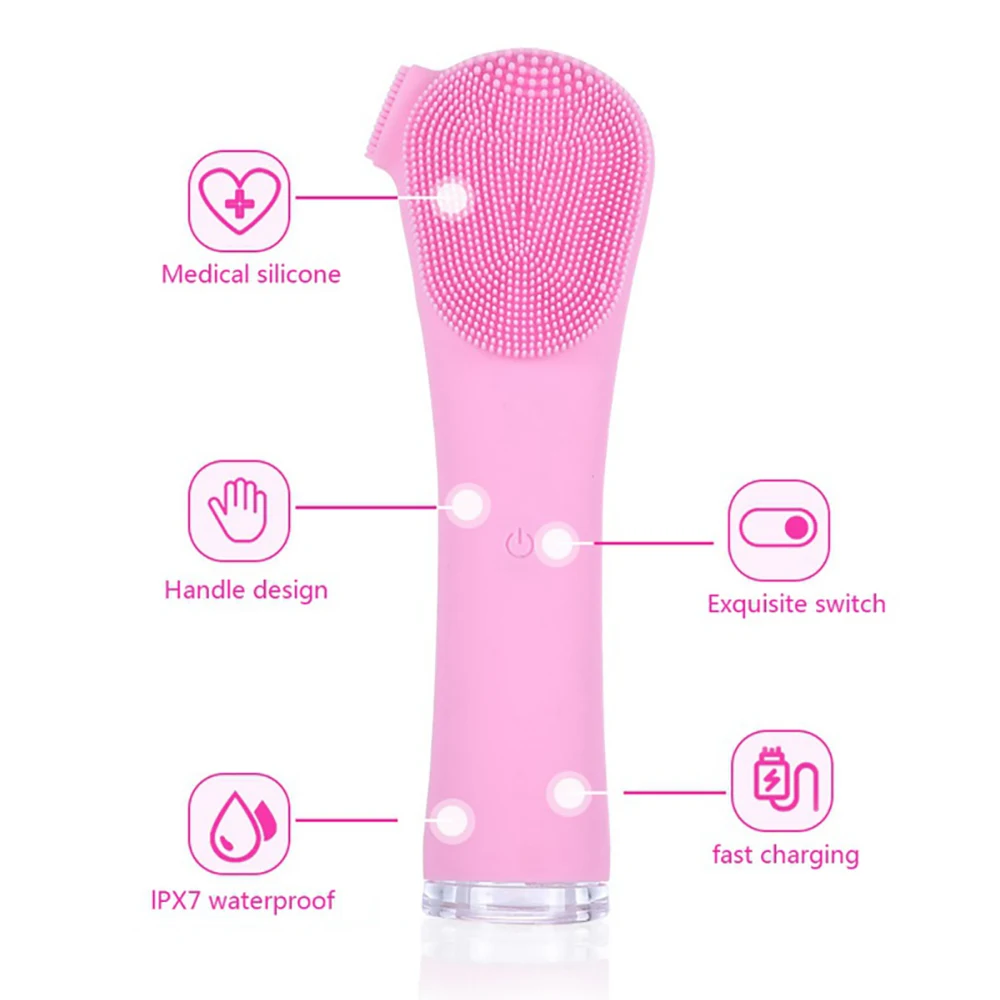 ซิลิโคนแปรงทำความสะอาดผิวหน้าไฟฟ้า Soft Facial เครื่องซักผ้า Ultrasonic Blackhead ทำความสะอาดใบหน้าแปรงเครื่องมือ