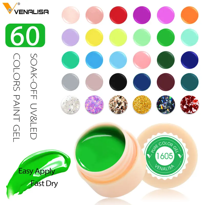 Ven alisa Malerei Gel einfarbig Gel Nagellack Nail Art Designs UV LED Tinte Lack Lack 5ml 60 Farben einweichen