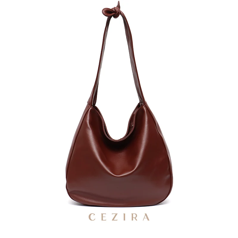 CEZIRA Fashion Brand Style Women PU Vegan Leather Shoulder Bags Casual Soft Hobo Bowknot Strap Handbags Female Crossbody Purses