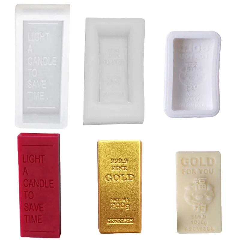 Creative Gold Bar Chocolate Soap Aromatherapy Candle Silicone Mold Fragrance Home Furnishing Ornaments Plaster Decoration