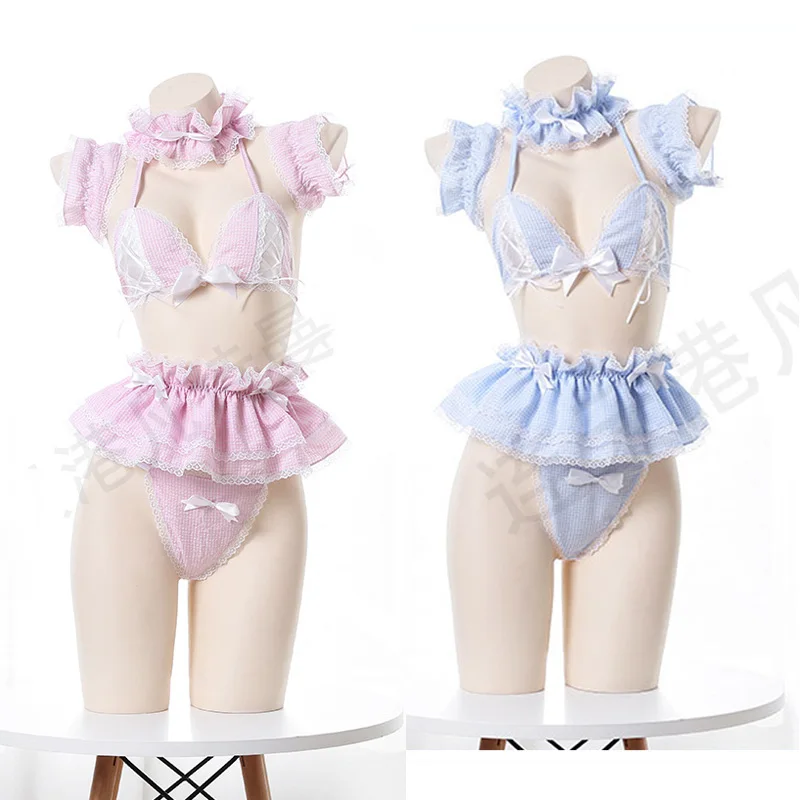 

Womens Sexy Costume Lolita Cute Maid Uniform Kawaii Anime Bikini Set Pleated Lace Underwear Lingerie Set Costume Cosplay