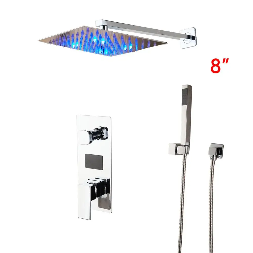 complete bathroom sets chuveiro com led shelves for wall mounted brass faucets and Control valve with display screen mixer taps