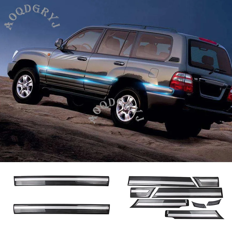 Car Styling Accessories Gray Side Door Body Molding Cover Trim 10pcs For Toyota Land Cruiser 4500/4700/LC100 1998-2007