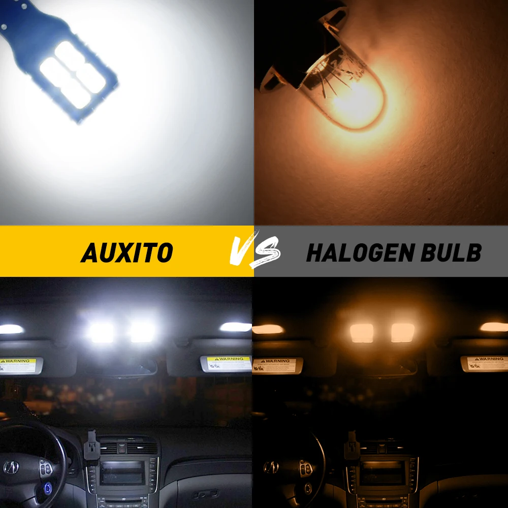 AUXITO T10 Car LED Bulb W5W LED Canbus 194 168 2825 Lamp Car Interior Light Reading Golve Box Trunk Auto Lamp White 6000K 12V