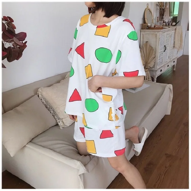 Pijama Sin Chan Women\'s Pajamas Sets for Women Summer Pijama Sinchan Sleepwear Suits with Shorts Home Clothes 2022 Pyjama