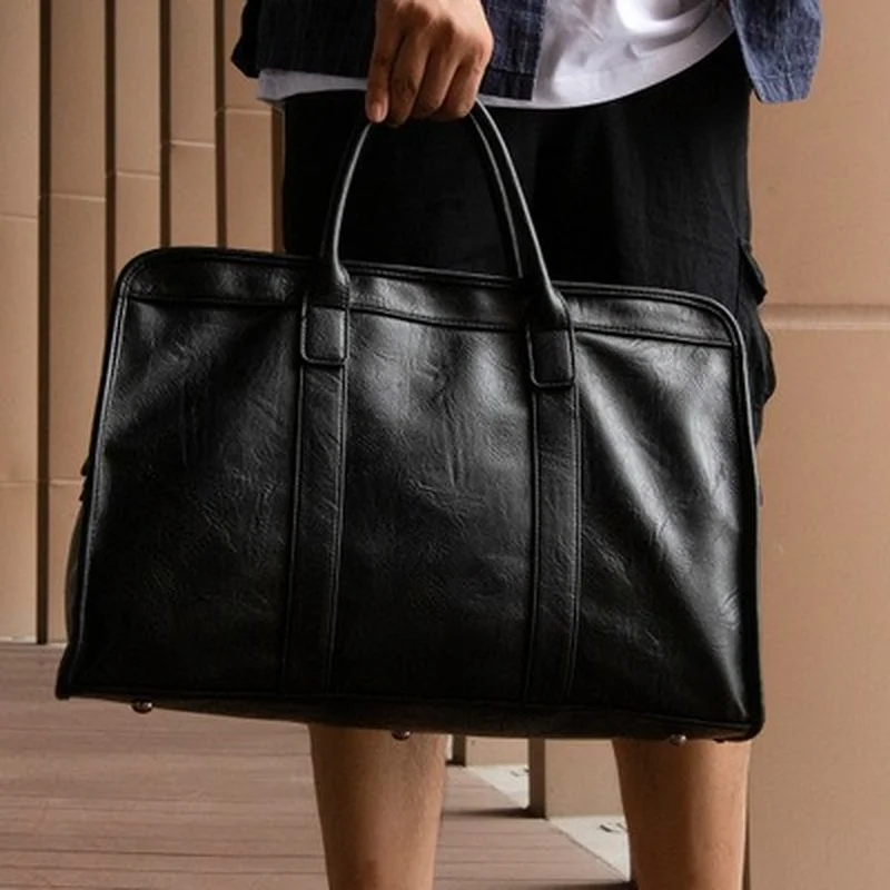 Business Travel Top-Handle Bag Men Luxury Leather Shoulder Bag Men Large Capacity Travel Handbag Bag Men Briefcase Messenger Bag