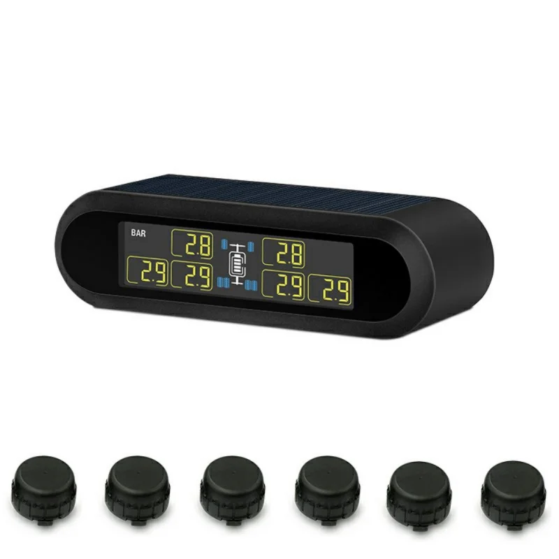 

Wireless Solar Power TPMS Tire Pressure Monitoring System RV Truck TPMS 6 Sensors for Car RV Truck Tow Motorhome