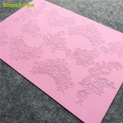 Mom&Pea YS8082 Swag & Flower Lace Pad Cake Decoration Fondant Cake 3D Mold Food Grade Silicone Mould