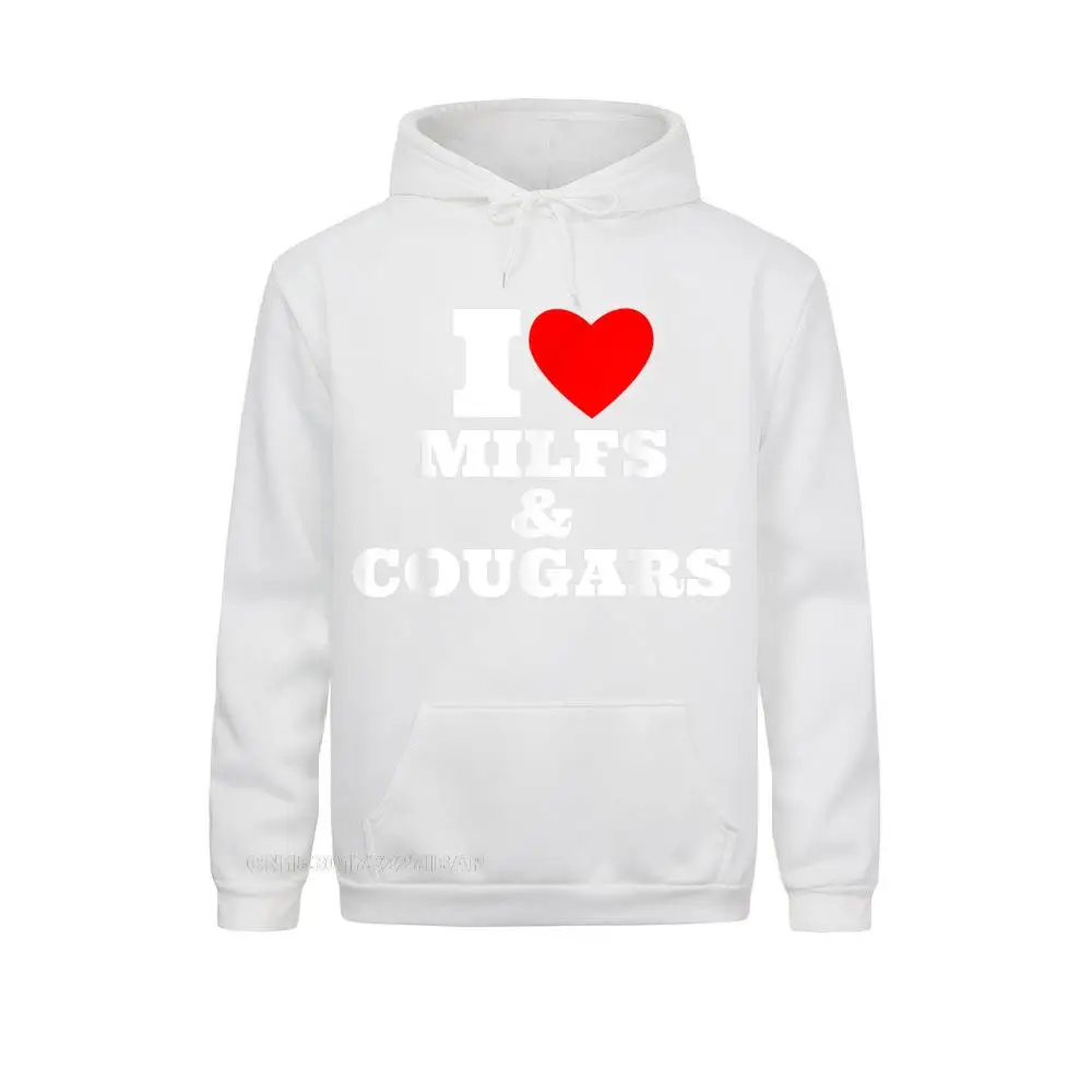 Mens MILF I Love MILFS And Cougars Funny Sexy Mature Men Hooded Pullover Hoodies New Fashion Cartoon Mens Street Hoods