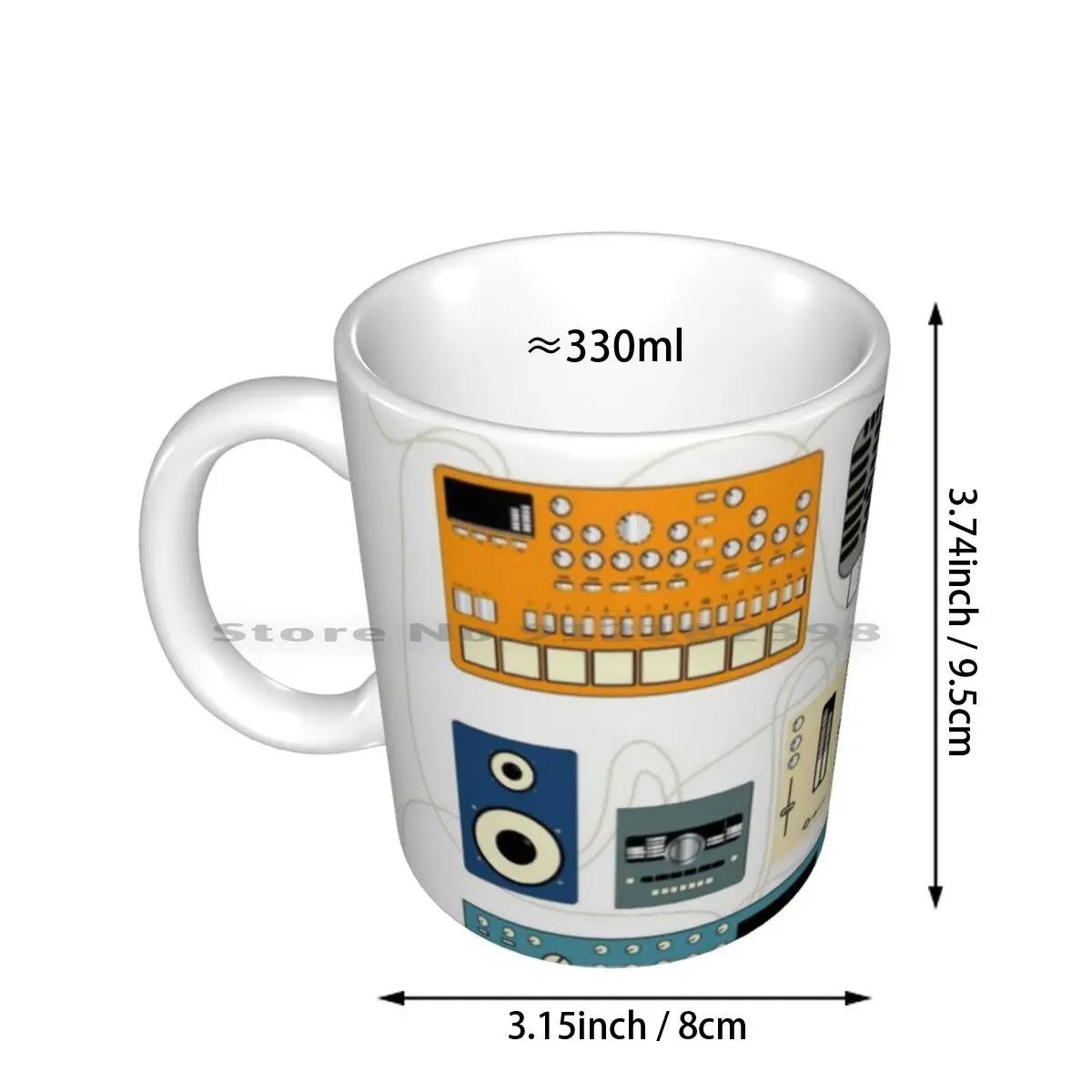 Electronic Musician With Synthesizer And Drum Machine Fan Ceramic Mugs Coffee Cups Milk Tea Mug Synthwave Synth Synthesizer