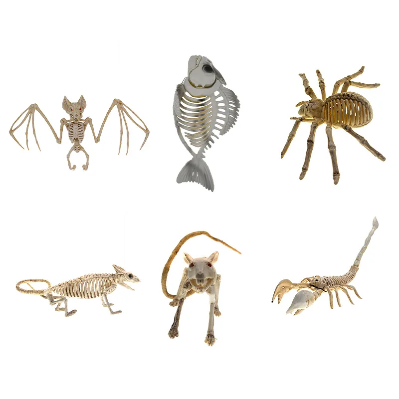 Hot Halloween Animal Skeleton Bones Horror Piranha Fish Dragon Frog Ornaments Lizard Creepy Decoration Props Party for Kids Gift