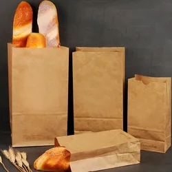 10pcs Brown Kraft Paper Bag Food Vegetables Shopping Bag Candy Package Kraft Lunch Bag Bread Cookie Snack Food Takeaway Bags