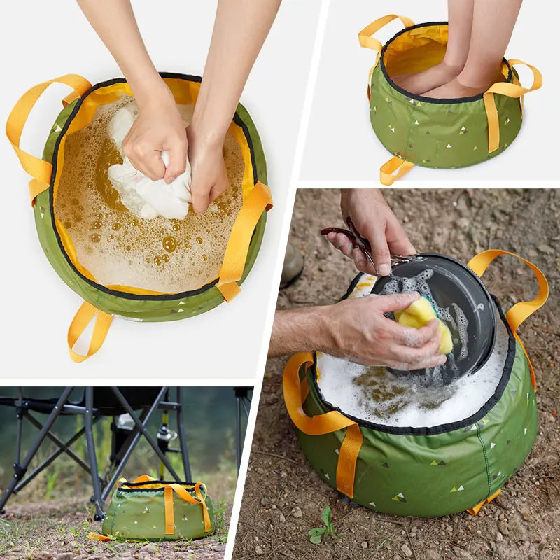 Outdoor Portable Basin Camping Trip Foldable Washbasin Small Portable Large Capacity Multifunction Basin Waterproof Nylon Cloth