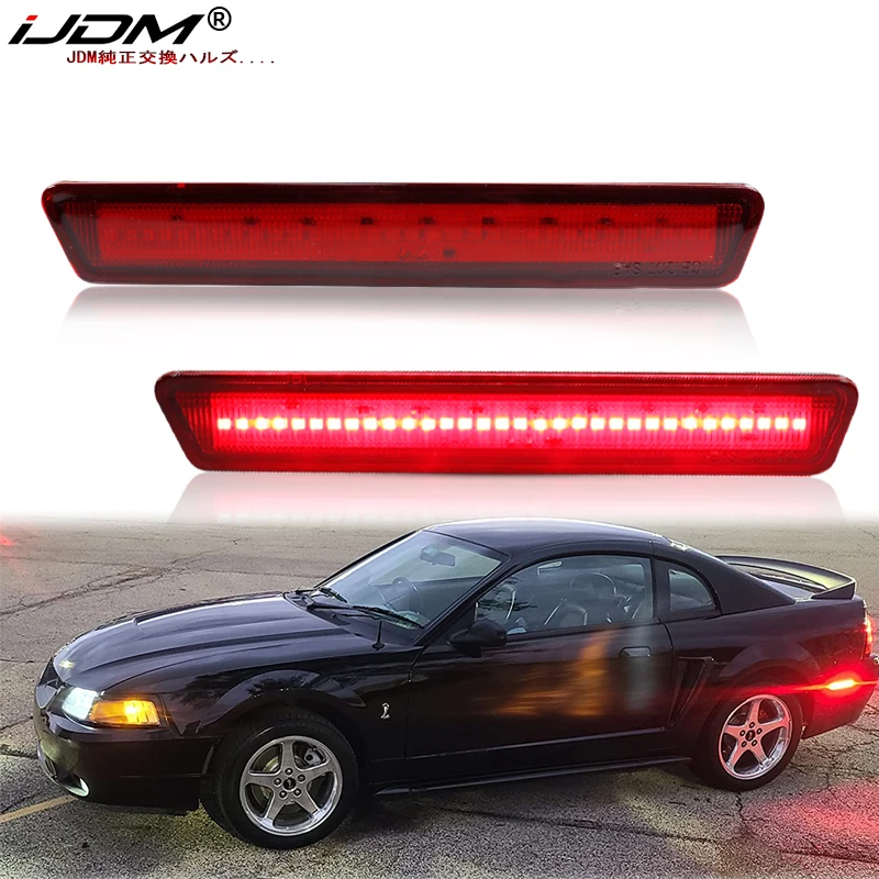 iJDM For 1999-2004 Ford Mustang Red Rear Side Fender Marker Light Assemblies Parking Light/Driving Lights,OEM Sidemarker Lamps