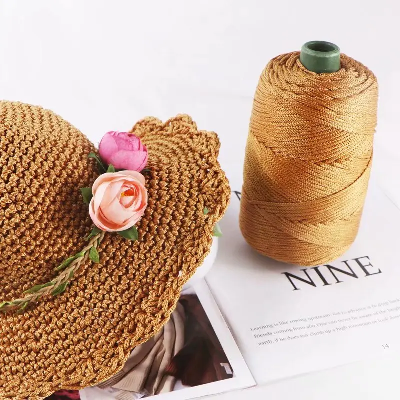 200M Light Viscose Ice Rope 230Gram Summer Sun Hat Hand Woven Diy Hook Cushion Hollow Bright Silk Medium Thick Wool Yarn Thread