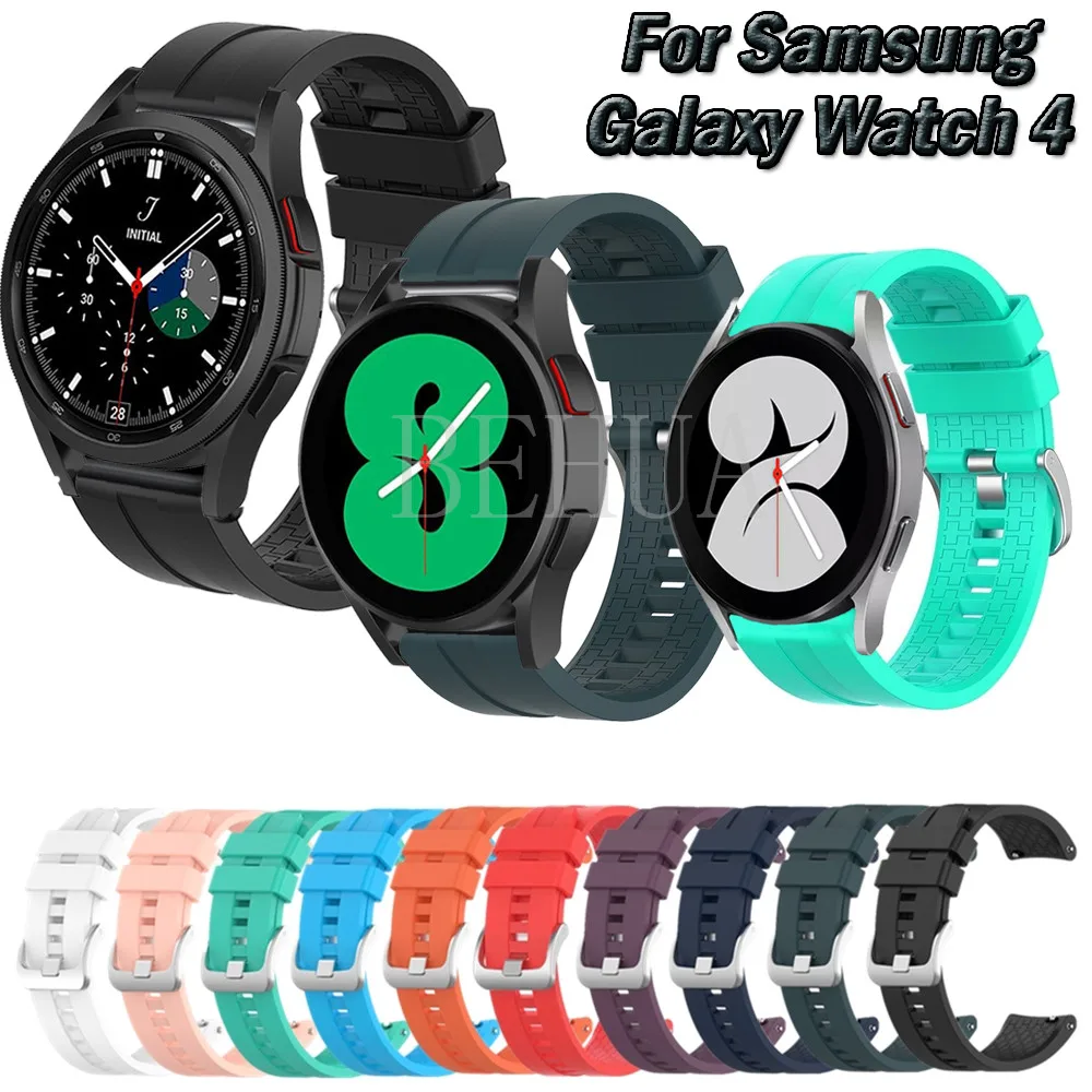 Pulseira de relógio para samsung galaxy 4, pulseira de silicone esportiva clássica 46mm 42mm galaxy4 40mm 44mm