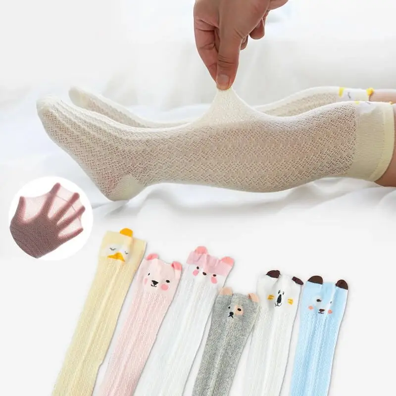 6 Pairs/lot Baby Socks Summer Thin Anti-mosquito Newborn Baby Stock Over-the-knee Ultra-thin Cotton Children's Long Leg Socks