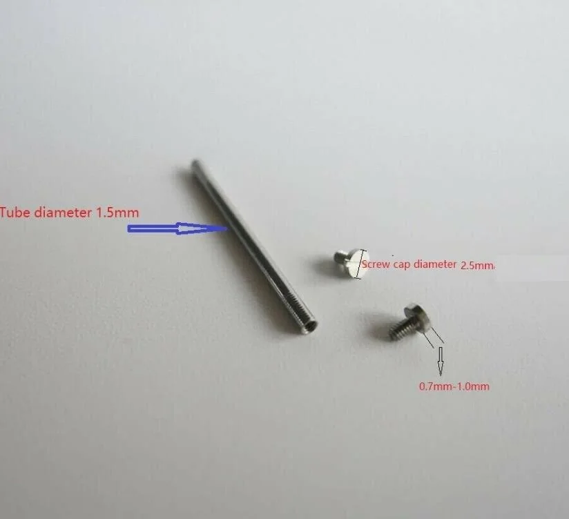 1.5mm Thick Steel Color Watch Band T-bar with Stud and Screw 2.5mm Cap 10mm to 34mm Tube Long for Metal Ceramic Bracelet W2034