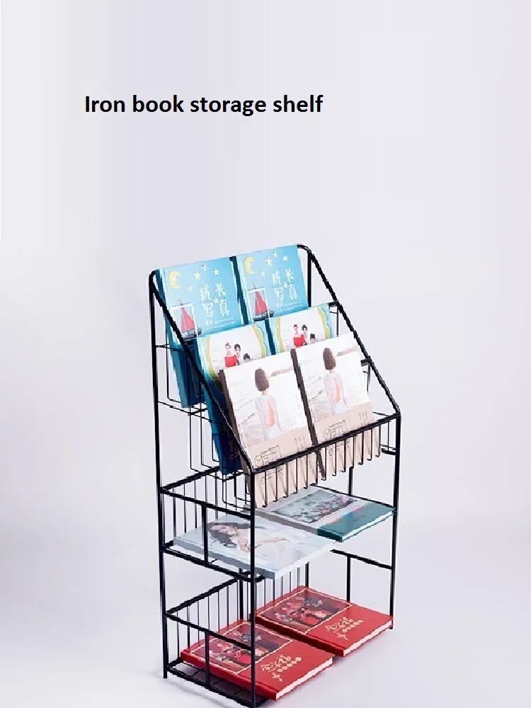 

Children's Bookshelf Wrought Iron Picture Book Storage Rack 3 Layer Baby Bookcase Simple Display Floor Bookcase